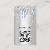 Logo Lashes Makeup Artist Silver Blue QR Code Visitekaartje (Achterkant)