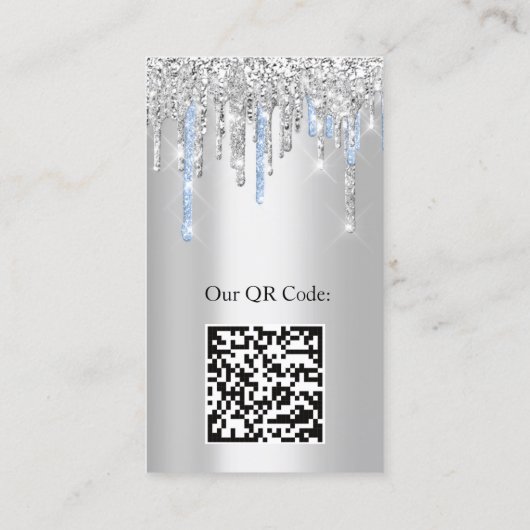 Logo Lashes Makeup Artist Silver Blue QR Code Visitekaartje (Achterkant)