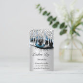 Logo Lashes Makeup Artist Silver Blue QR Code Visitekaartje (Staand voorkant)