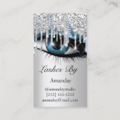 Logo Lashes Makeup Artist Silver Blue QR Code Visitekaartje (Voorkant)