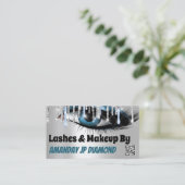 Logo Lashes Micorblade Aftercare Blue Drip QR Code Visitekaartje (Staand voorkant)