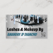 Logo Lashes Micorblade Aftercare Blue Drip QR Code Visitekaartje (Voorkant)
