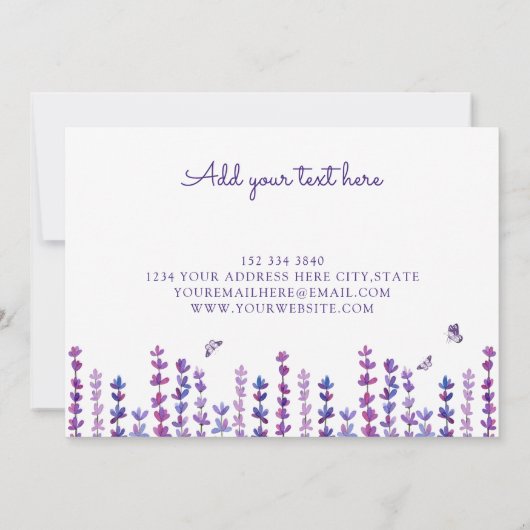 Logo Lavendel en vlinder Dank u Bedankkaart (Achterkant)