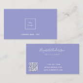 Logo lavendel minimalistische elegante QR-code Visitekaartje (Voorkant / Achterkant)