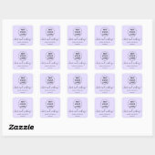 Logo lavender simpele pastel paarse haarmake-up vierkante sticker (Vel)
