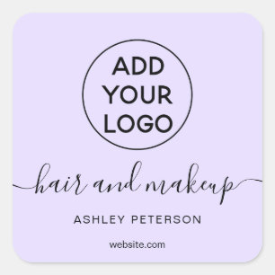Logo lavender simpele pastel paarse haarmake-up vierkante sticker