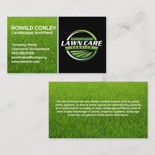 Logo Lawn Care Service | Landschapsontwerp Visitekaartje (Voorkant / Achterkant)
