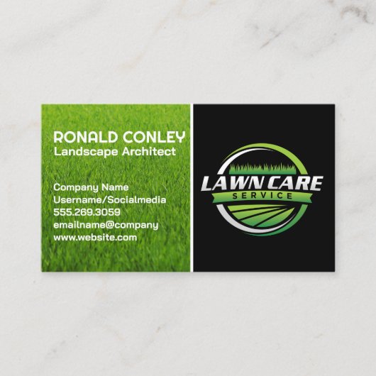 Logo Lawn Care Service | Landschapsontwerp Visitekaartje (Voorkant)