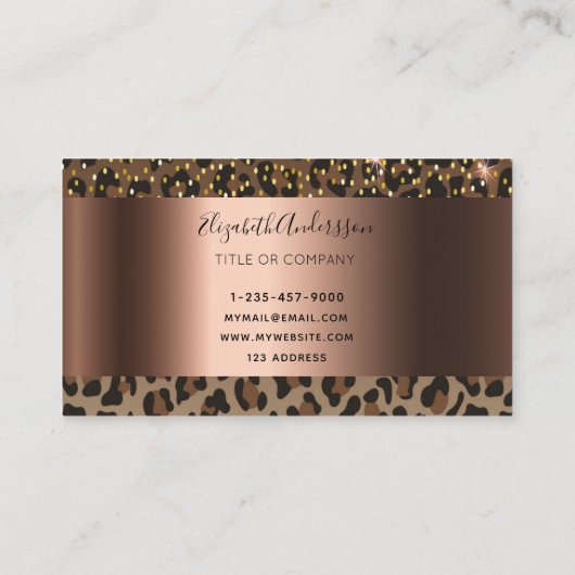 Logo leopard zwarte bruine brons visitekaartje (Achterkant)