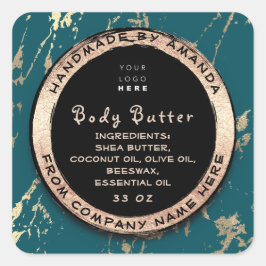 Logo Lichaam Balm Butter Cosmetic Gold Lijst Blue Vierkante Sticker