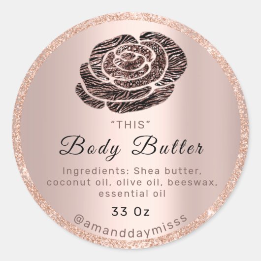 Logo Lichaamsolie Balm Cosmetisch Roos Glam Ronde Sticker (Voorkant)
