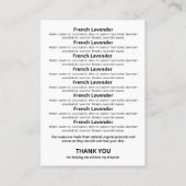 Logo lijst met zwarte en witte zeep-inktingrediënt visitekaartje (Achterkant)