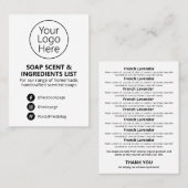 Logo lijst met zwarte en witte zeep-inktingrediënt visitekaartje (Voorkant / Achterkant)