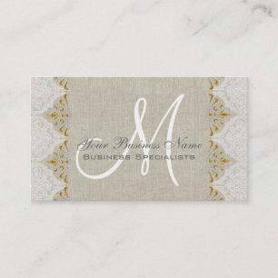  Logo Linen Lace Gold Monogram Visitekaartje