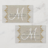  Logo Linen Lace Gold Monogram Visitekaartje (Voorkant / Achterkant)