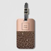 Logo-luipaard bruin zwart brons bagagelabel (Voorkant (verticaal))
