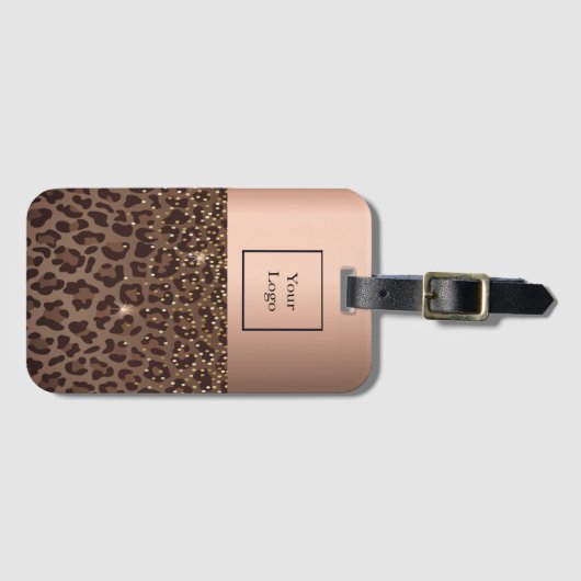 Logo-luipaard bruin zwart brons bagagelabel (Voorkant (horizontaal))