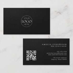 Logo Luxe lederen vastgoed QR-code Visitekaartje
