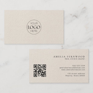 Logo Luxe lederen vastgoed QR-code Visitekaartje