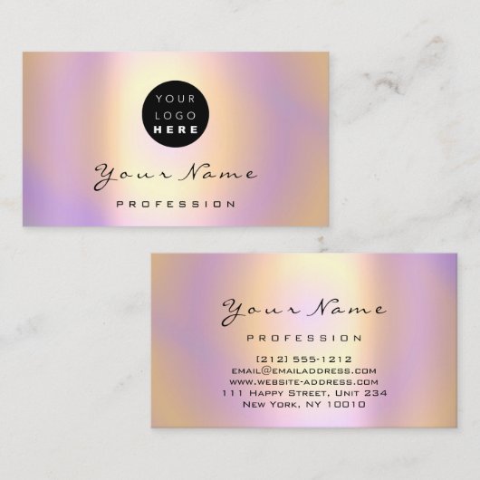 Logo Makeup Artist Hair Nails Abstract Paars Lux Visitekaartje (Voorkant / Achterkant)