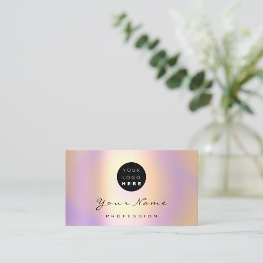 Logo Makeup Artist Hair Nails Abstract Paars Lux Visitekaartje (Staand voorkant)