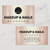 Logo Makeup Artist Hair Nails Coral Roos Gold Visitekaartje (Voorkant / Achterkant)