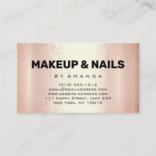 Logo Makeup Artist Hair Nails Coral Roos Gold Visitekaartje (Achterkant)