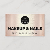 Logo Makeup Artist Hair Nails Coral Roos Gold Visitekaartje (Voorkant)
