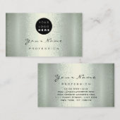 Logo Makeup Artist Hair Nails Green Mint Metallic Visitekaartje (Voorkant / Achterkant)