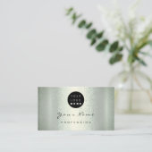 Logo Makeup Artist Hair Nails Green Mint Metallic Visitekaartje (Staand voorkant)