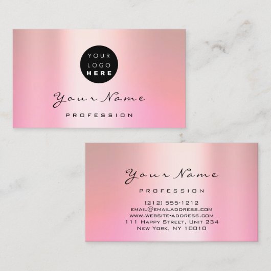 Logo Makeup Artist Hair Nails Roos Roze zorg Visitekaartje (Voorkant / Achterkant)