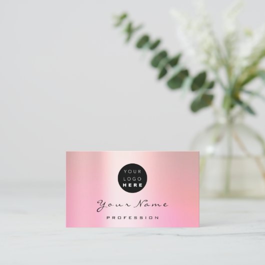 Logo Makeup Artist Hair Nails Roos Roze zorg Visitekaartje (Staand voorkant)