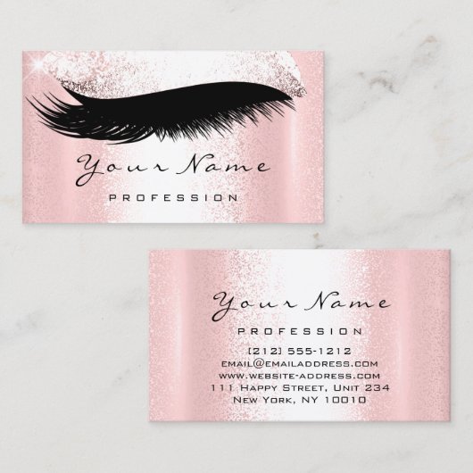 Logo Makeup Artist Professional Lux Roze Lashes Visitekaartje (Voorkant / Achterkant)