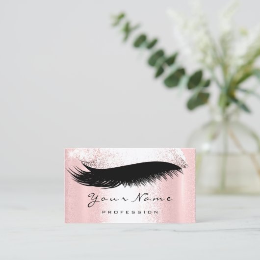 Logo Makeup Artist Professional Lux Roze Lashes Visitekaartje (Staand voorkant)