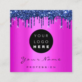 Logo Makeup Boutique Glitter Blue Drift Roze Vierkante Visitekaartje