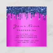 Logo Makeup Boutique Glitter Blue Drift Roze Vierkante Visitekaartje (Achterkant)