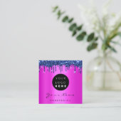 Logo Makeup Boutique Glitter Blue Drift Roze Vierkante Visitekaartje (Staand voorkant)