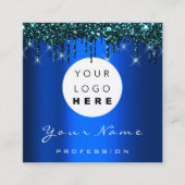 Logo Makeup Boutique Glitter Blue Drives Blauwgroe Vierkante Visitekaartje (Voorkant)