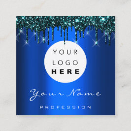 Logo Makeup Boutique Glitter Blue Drives Blauwgroe Vierkante Visitekaartje