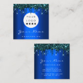 Logo Makeup Boutique Glitter Blue Drives Blauwgroe Vierkante Visitekaartje (Voorkant / Achterkant)