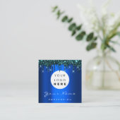 Logo Makeup Boutique Glitter Blue Drives Blauwgroe Vierkante Visitekaartje (Staand voorkant)