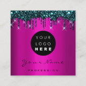 Logo Makeup Boutique Glitter Pink Navy Drives Vierkante Visitekaartje (Voorkant)