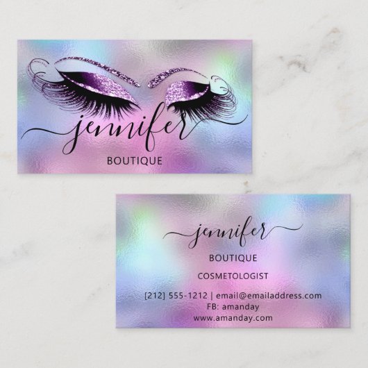 Logo Makeup Boutique Lash Studio Brows Holograaf Visitekaartje (Voorkant / Achterkant)