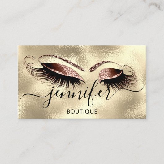 Logo Makeup Boutique Lash Studio Eyes Brows Gold Visitekaartje (Voorkant)