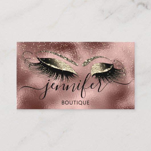 Logo Makeup Boutique Lash Studio Eyes Roos Gold Visitekaartje (Voorkant)