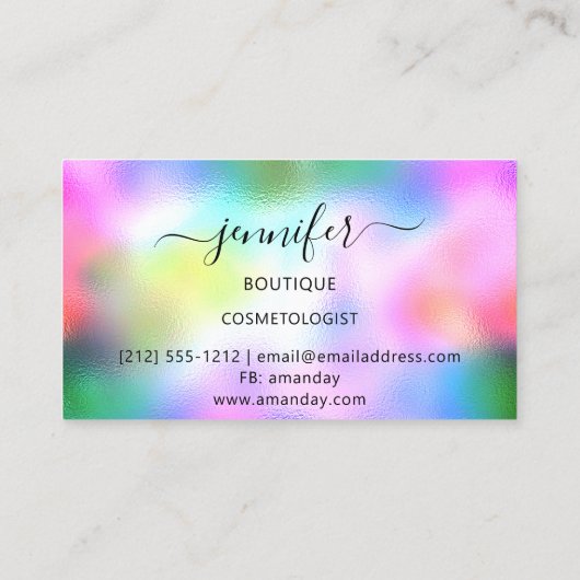 Logo Makeup Boutique Lash Studio Holografen Hot Visitekaartje (Achterkant)