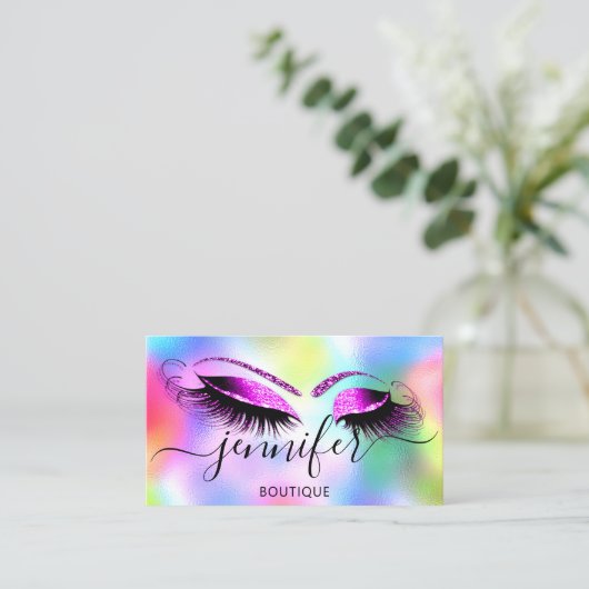 Logo Makeup Boutique Lash Studio Holografen Hot Visitekaartje (Staand voorkant)