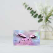 Logo Makeup Boutique Lash Studio Roze Holograaf Visitekaartje (Staand voorkant)