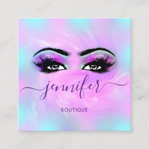 Logo Makeup Boutique Lashes Eyes Holographic Vierkante Visitekaartje