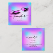 Logo Makeup Boutique Lashes Studio Hot Holograaf Vierkante Visitekaartje (Voorkant / Achterkant)